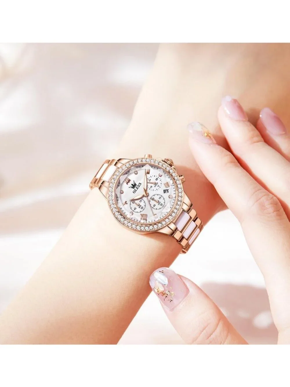 Women's White Set Shinning Elegant Luxury Necklaces & Bracelets Wrist Watches